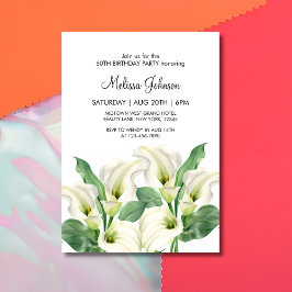 Invitación Elegante cumpleaños botánico de Calla blanca Lily