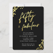 Elegante Cumpleaños Cincuenta y Fabuloso en Oro Ne