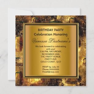 Invitación Elegante Cumpleaños con Estilo de Metal Oxidado en