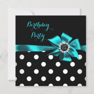 Invitación Elegante Cumpleaños con Lunares Negros y Blancos s