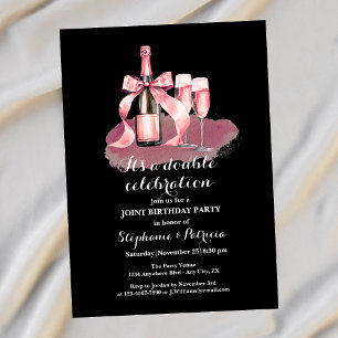 Invitación Elegante cumpleaños conjunto de celebración doble 