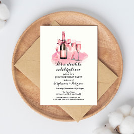 Invitación Elegante cumpleaños conjunto de celebración doble 