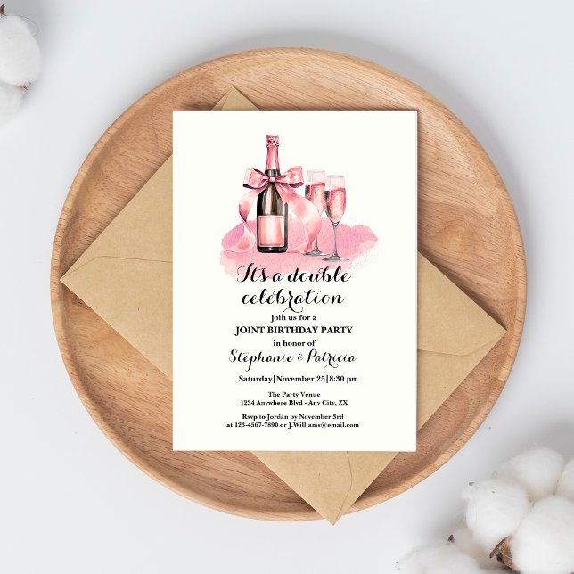 Invitación Elegante cumpleaños conjunto de celebración doble  (Subido por el creador)
