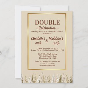 Invitación Elegante Cumpleaños Conjunto Minimalista de Oro