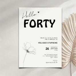 Invitación Elegante Cumpleaños Cuarenta Tipografía Negrita Cu