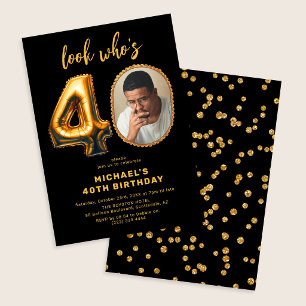 Invitación Elegante cumpleaños de 40 años con foto