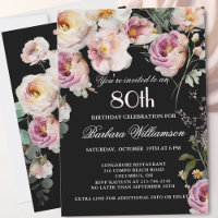 *Elegante Cumpleaños de 80 Años con Flores Pintada
