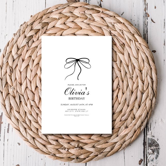 Invitación Elegante cumpleaños de arco negro minimalista (Subido por el creador)