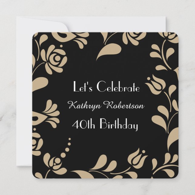 Invitación Elegante cumpleaños de arte folclórico europeo (Anverso)