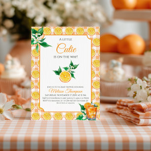 Invitación Elegante Cumpleaños de Bebé Naranja Little Cutie