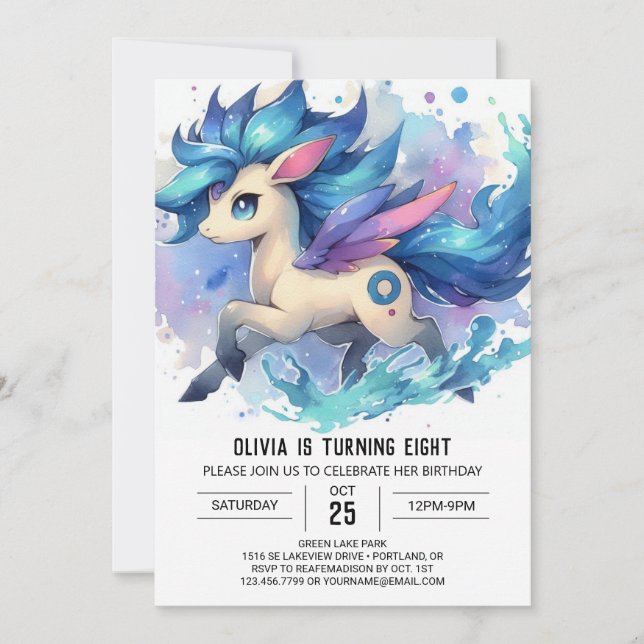 Invitación Elegante cumpleaños de caballo imprimible (Anverso)