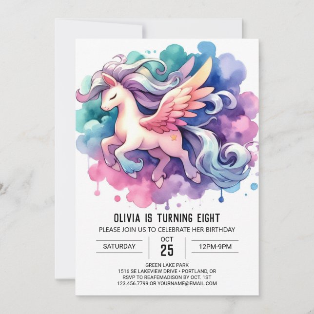 Invitación Elegante cumpleaños de caballos editable (Anverso)