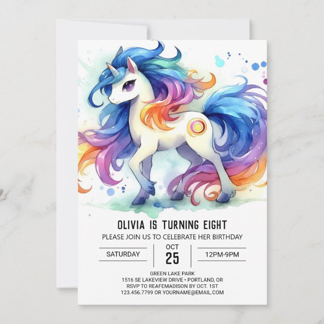 Invitación Elegante cumpleaños de caballos editable (Anverso)