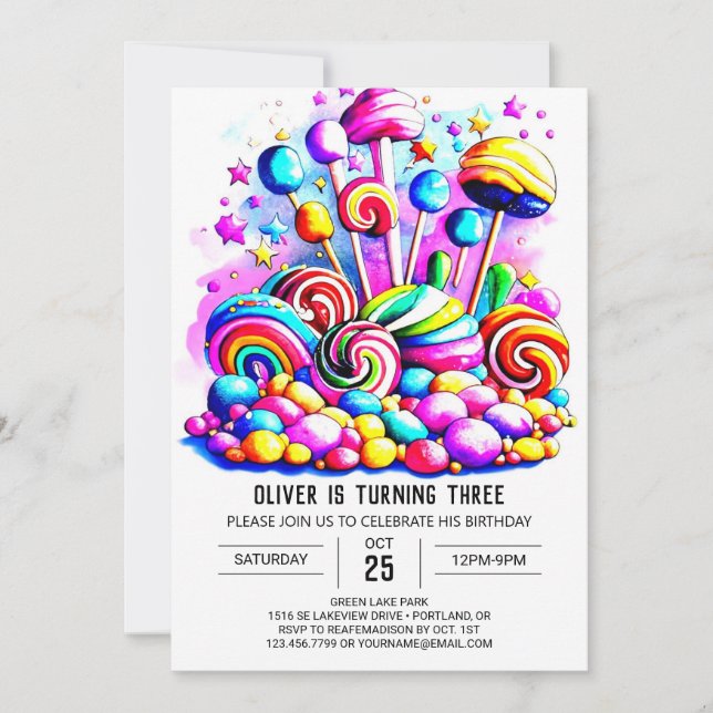 Invitación Elegante cumpleaños de Candy Boho (Anverso)