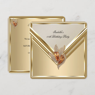 Invitación Elegante Cumpleaños de Caramelo Ámbar Beige Dorado