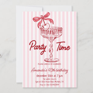 Invitación Elegante cumpleaños de cóctel escrito a mano
