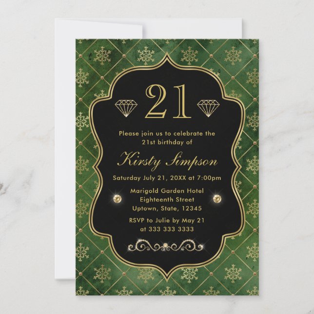 Invitación Elegante Cumpleaños de Copos de Nieve de Invierno  (Anverso)