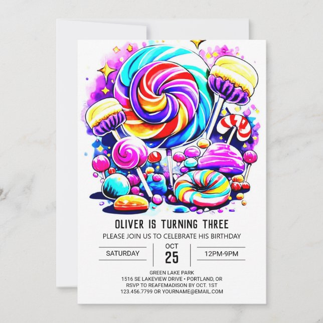 Invitación Elegante cumpleaños de Donut Sweet (Anverso)
