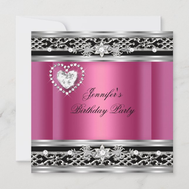 Invitación Elegante Cumpleaños de Fiesta con Diamantes de Col (Anverso)