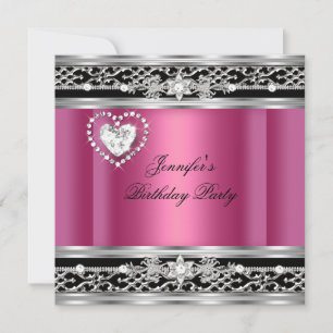 Invitación Elegante Cumpleaños de Fiesta con Diamantes de Col