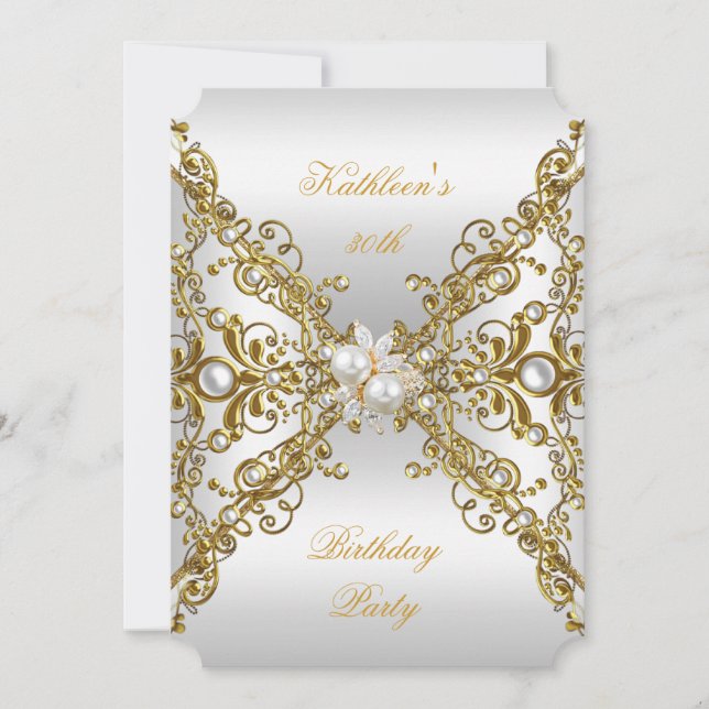 Invitación Elegante Cumpleaños de Fiesta de Joyas de Perla de (Anverso)