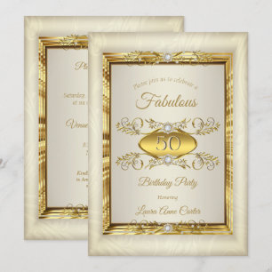 Invitación Elegante Cumpleaños de Fiesta de Oro Diamante Beig