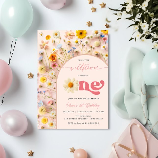 Invitación Elegante cumpleaños de flor silvestre (Subido por el creador)