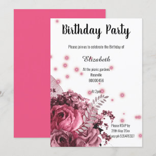 INVITACIÓN ELEGANTE CUMPLEAÑOS DE FLORAL BLANCA ROSA 2