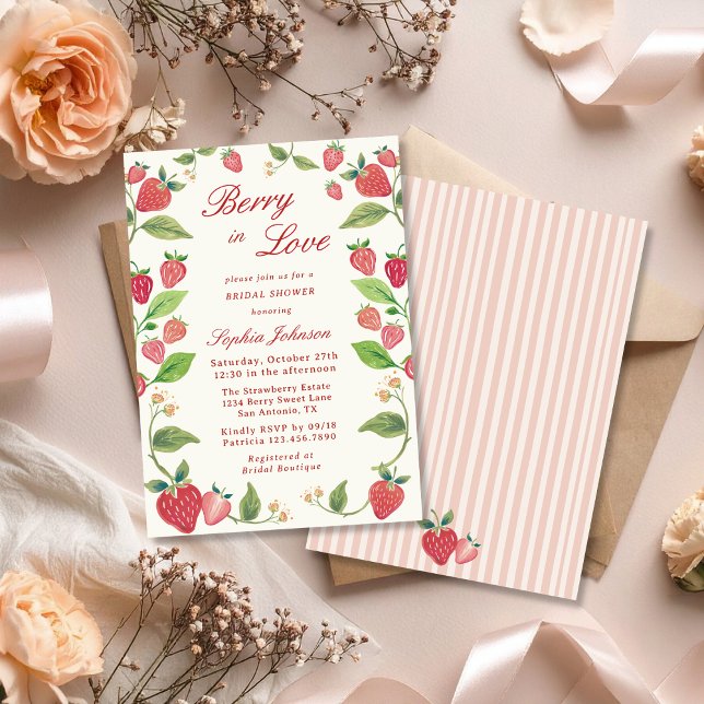 Invitación Elegante Cumpleaños de Fresa: Bridal Shower de Ele (Subido por el creador)