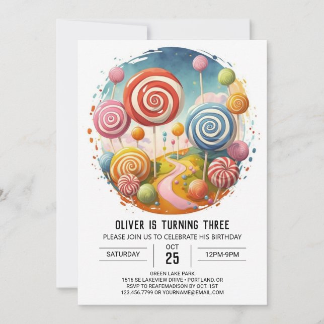 Invitación Elegante cumpleaños de glotys para niños (Anverso)