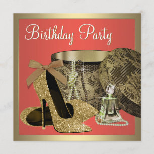 Invitación Elegante Cumpleaños de Guayaba Coral y Oro