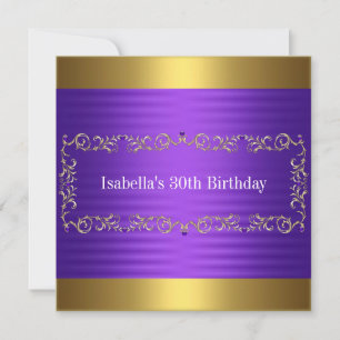 Invitación Elegante Cumpleaños de Joyas de Morado y Dorado