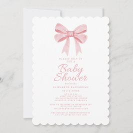 Invitación Elegante Cumpleaños de lazo rosa para Baby Shower 
