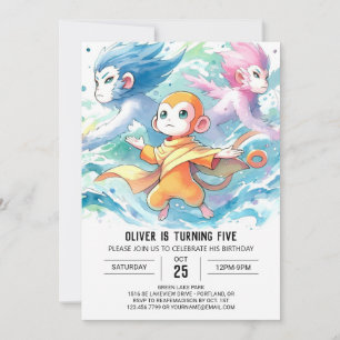 Invitación Elegante cumpleaños de mono