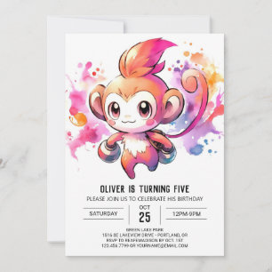 Invitación Elegante cumpleaños de monos juguetones