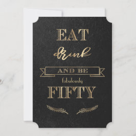 Invitación Elegante Cumpleaños de ORO COME BEBE y CUMPLE CINC