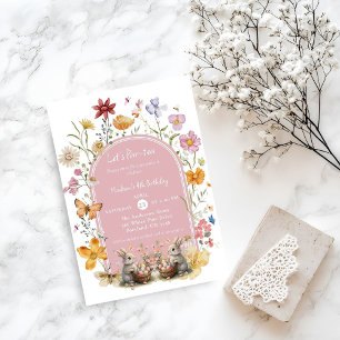 Invitación Elegante cumpleaños de Pascua de Flor Silvestre Pa