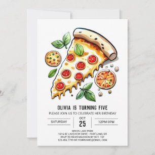 Invitación Elegante cumpleaños de pizza en línea
