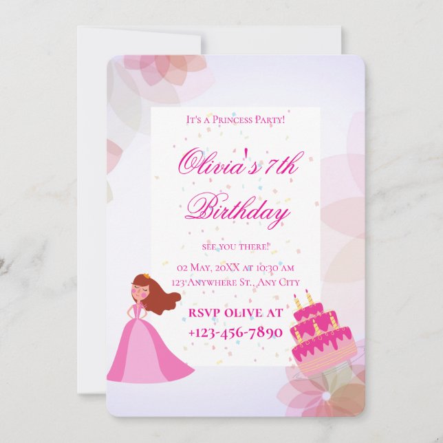 Invitación Elegante cumpleaños de princesa de Disney (Anverso)