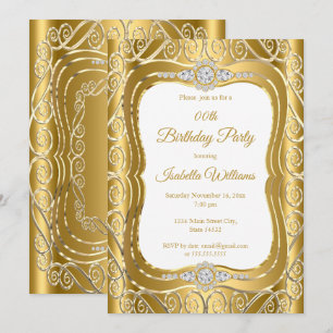Invitación Elegante Cumpleaños de remolino de diamantes de or