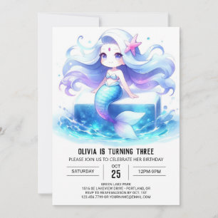 Invitación Elegante cumpleaños de sirena soñada
