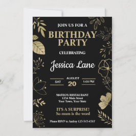 Invitación Elegante cumpleaños de sorpresa rústica