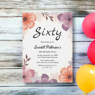 Invitación Elegante Cumpleaños de Verano Floral Romántico Acu