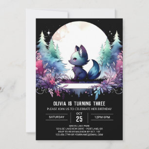 Invitación Elegante cumpleaños de Whimsy Wolf