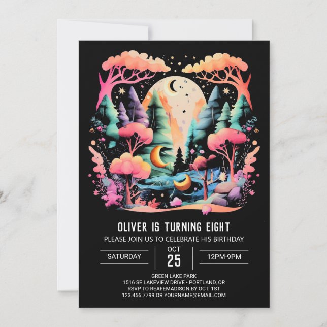 Invitación Elegante cumpleaños de Woodland en línea (Anverso)