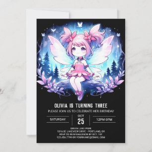 Invitación Elegante cumpleaños de Woodland Fairy