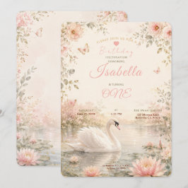Invitación Elegante Cumpleaños del Lago de los Cisnes