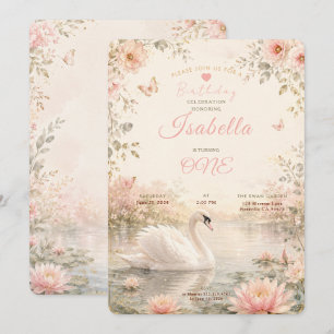 Invitación Elegante Cumpleaños del Lago de los Cisnes