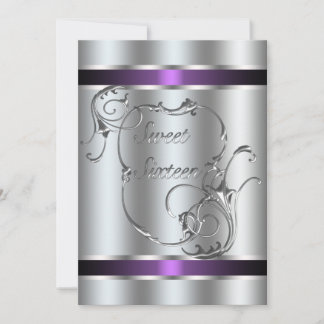 Invitación Elegante Cumpleaños Dieciséis Torbellino Plateado