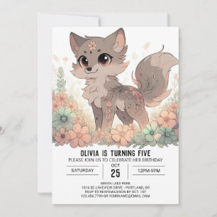 Invitación Elegante cumpleaños digital Boho Wolf